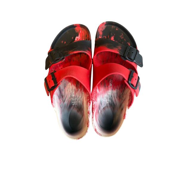 Birkenstock Arizona Marble EVA Sandals Size 42 Red Black White Lightweight Shoes main image 4